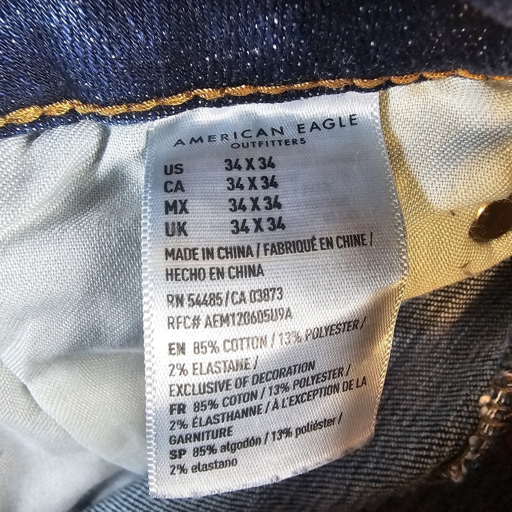 American Eagle Outfitters Next Level Flex Straight Blue Denim Jeans Mens 34x34 - Picture 13 of 16